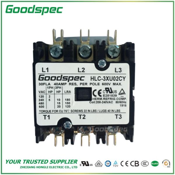 C-3XU02CY(3P/30A/208-240VAC)DEFINITE PURPOSE CONTACTOR