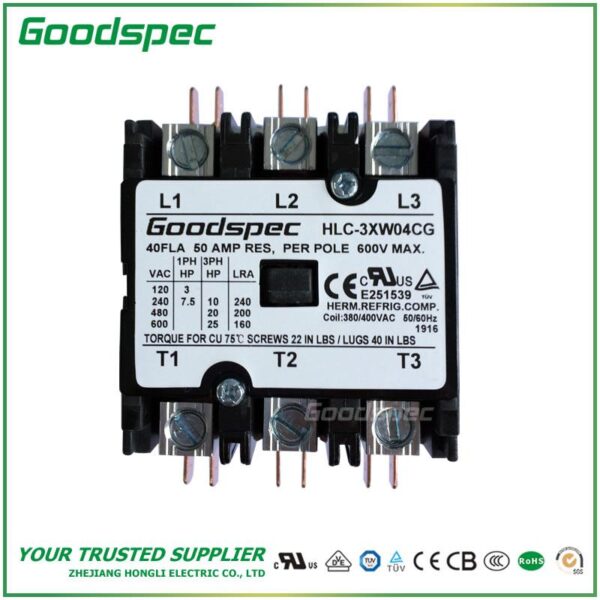 HLC-3XW04CG(3P/40A/308-400VAC) Definite Purpose Contactor