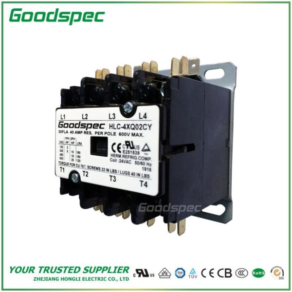 HLC-4XQ02CY(4P/30A/24V) DEFINITE PURPOSE CONTACTOR