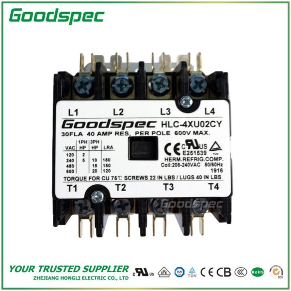 HLC-4XU02CY(4P/30A/208-240V) DEFINITE PURPOSE CONTACTOR