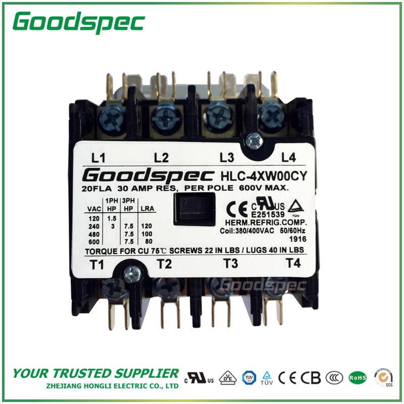 HLC-4XW00CY(4P/20A/380-400V)DEFINITE PURPOSE CONTACTOR
