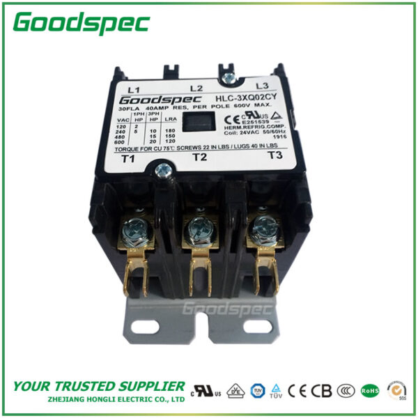 HLC-3XQ02CY-002 HLC-3XQ02CY(3P/30A/24VAC) Definite Purpose Contactor